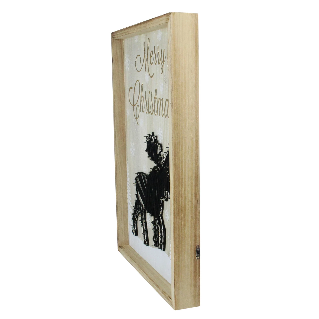 Northlight 16" Wooden Moose With Snowflakes And Trees Lighted Christmas Box - Image 2