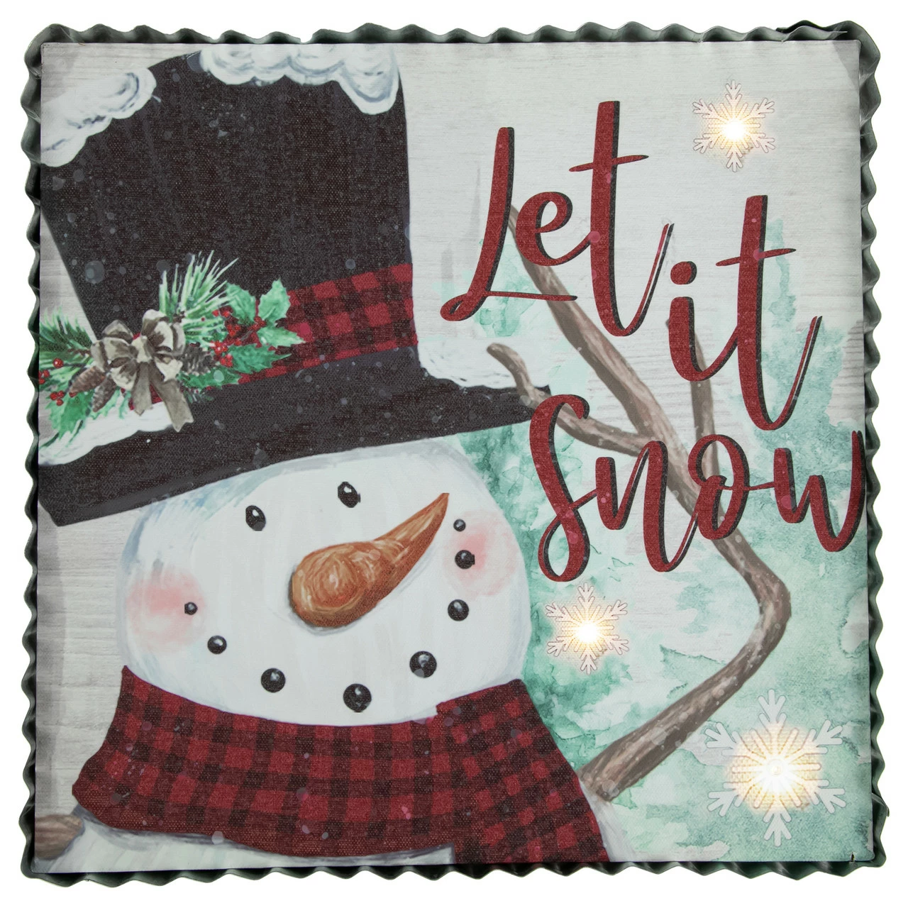 Northlight 12" LED Lighted 'Let It Snow' Snowman Christmas Canvas Wall Art