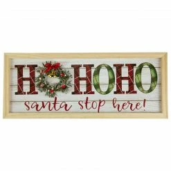 Northlight 19.75" LED Lighted Plaid 'Ho Ho Ho' Wooden Christmas Wall Sign