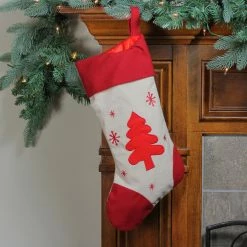 Northlight 18" Red And Ivory Tree With Snowflakes Christmas Stocking 5 Northlight 18" Red And Ivory Tree With Snowflakes Christmas Stocking -Northlight Shop northlight nl00486 3 07409.1599786480