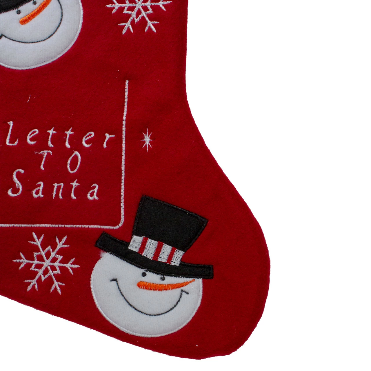 Northlight 19" Red And White Embroidered Snowmen Letter To Santa Christmas Stocking 4 Northlight 19" Red And White Embroidered Snowmen Letter To Santa Christmas Stocking - Image 4