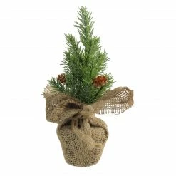 Northlight 8.5" Glittered Pine Mini Burlap Base Artificial Christmas Tree- Unlit