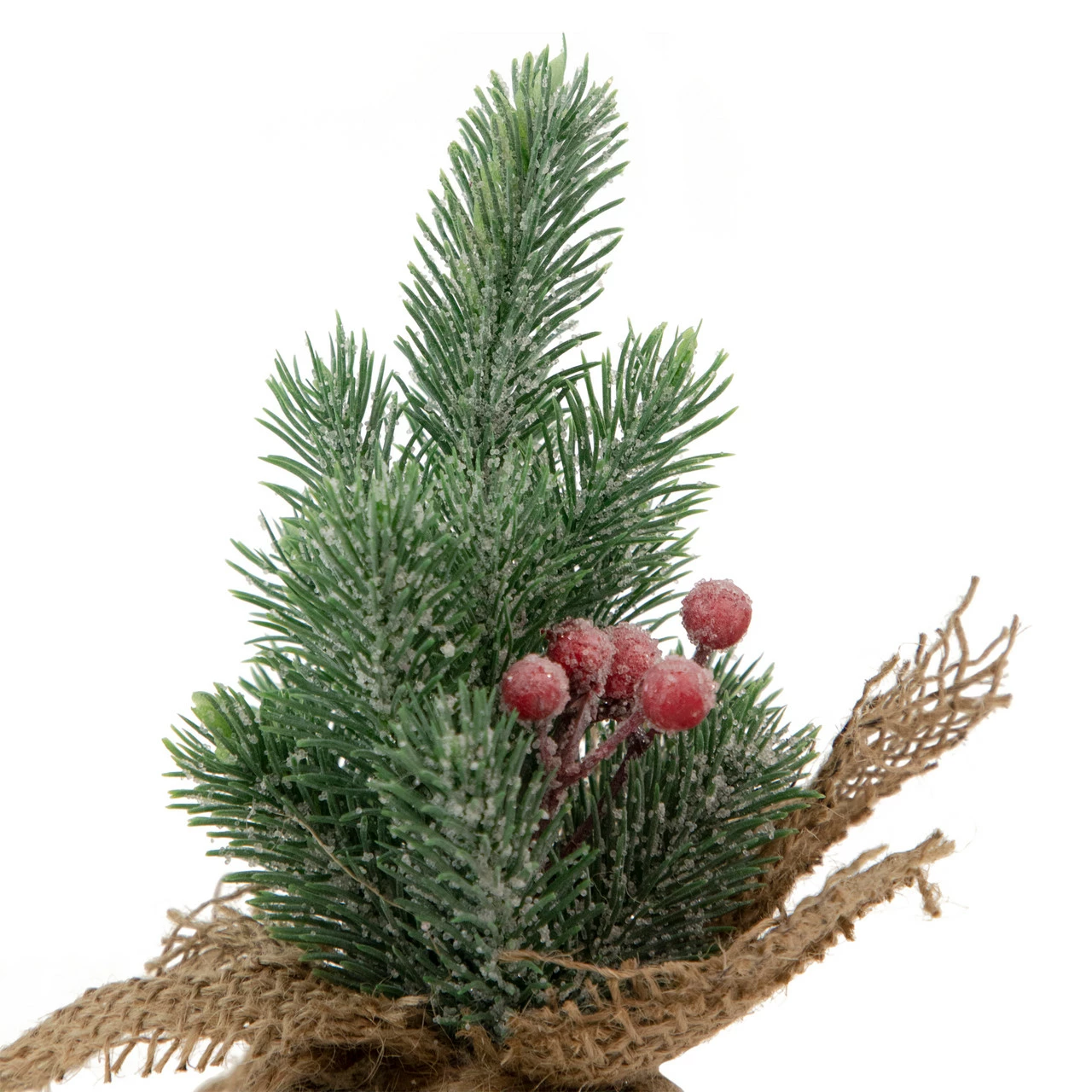 Northlight 8.5" Mini Frosted Pine Christmas Tree With Berries Burlap Pot - Image 4