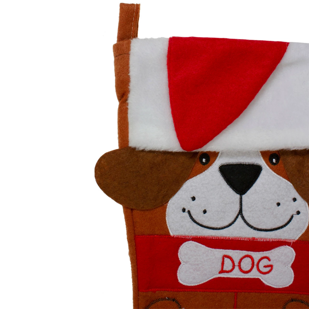 Northlight 17" Red And Brown "DOG" Embroidered Christmas Stocking With Cuff - Image 3