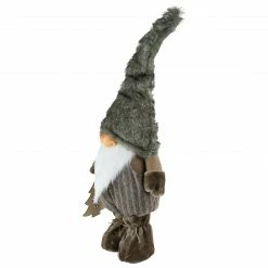 Alternative view of Northlight 33" Brown And White Woodland Gnome With Striped Pants Christmas Figurine