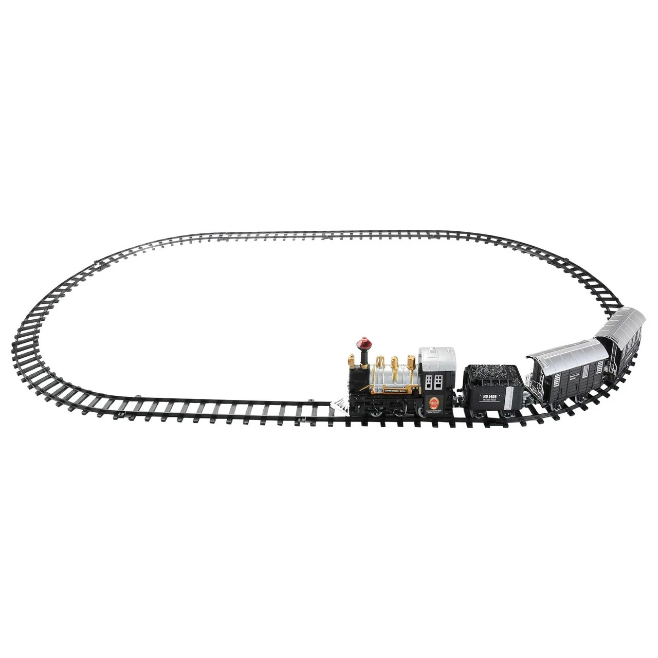 Northlight 14pc Black Battery Operated Lighted And Animated Classic Train Set - Image 2