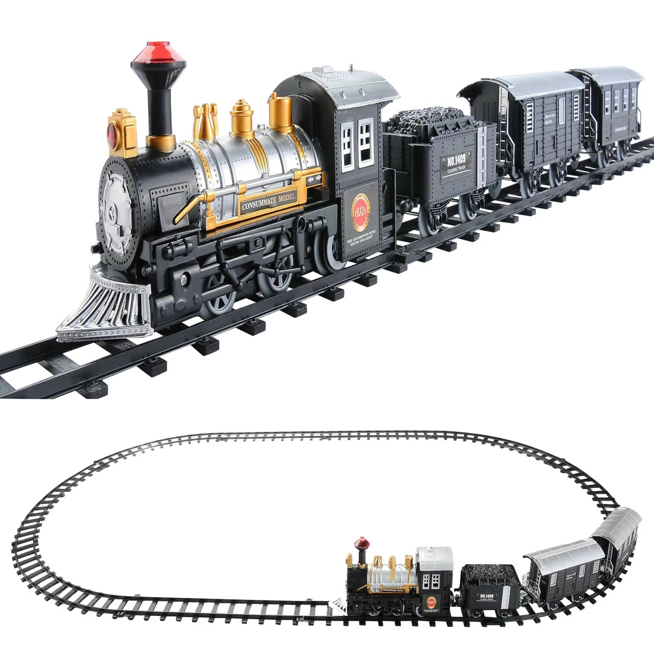 Northlight 14pc Black Battery Operated Lighted And Animated Classic Train Set - Image 3
