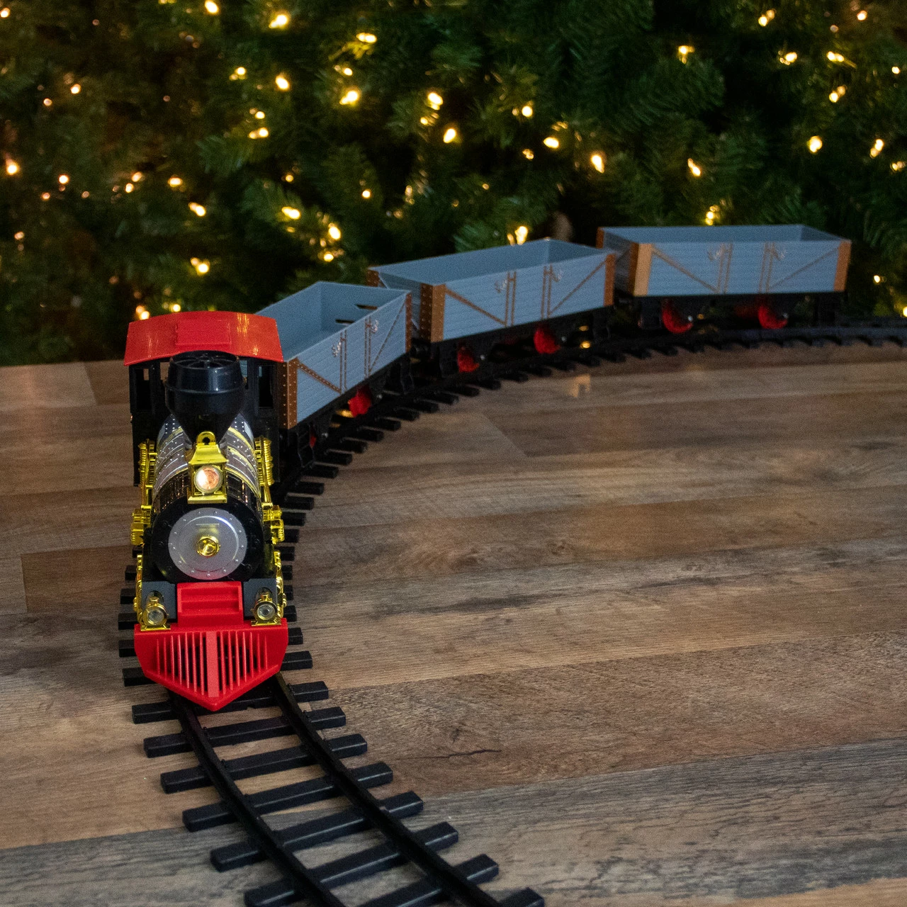 Northlight 20-Piece Battery Operated Red And Gold Animated Classic Christmas Train Set With Sound - Image 2