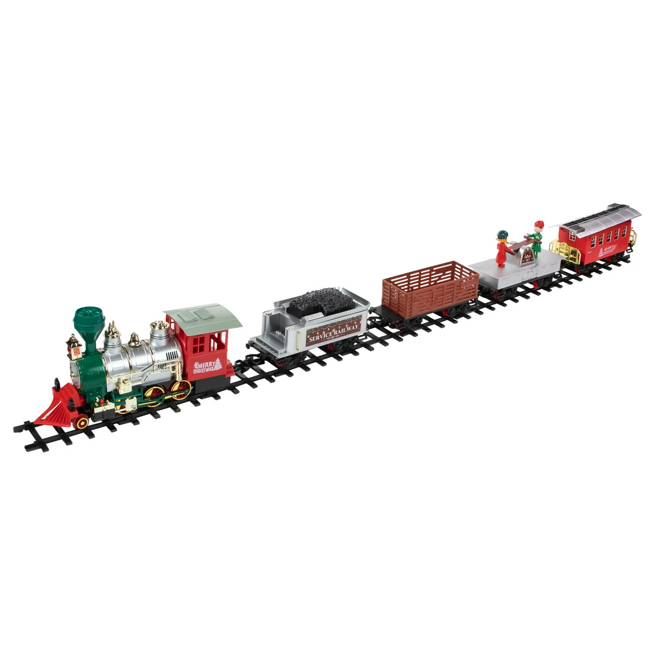 Northlight 35pc Silver And Red Battery Operated Lighted And Animated Classic Train Set With Sound - Image 2