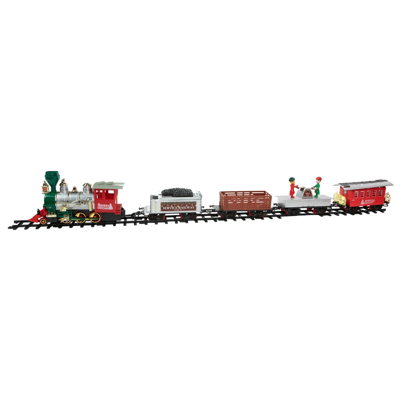 Northlight 35pc Silver And Red Battery Operated Lighted And Animated Classic Train Set With Sound - Image 4
