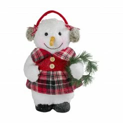Northlight 12" Plush Girl Snowman With Ear Muffs Christmas Figure