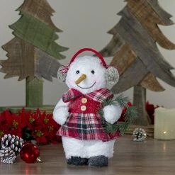 Northlight 9.5" Plush Girl Snowman With Ear Muffs Christmas Figure