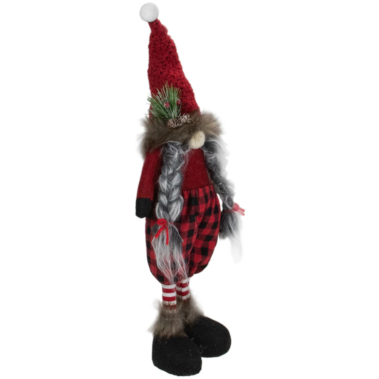 Northlight 17" Red And Black Buffalo Plaid Girl Gnome Christmas Figure 3 Northlight 17" Red And Black Buffalo Plaid Girl Gnome Christmas Figure - Image 3