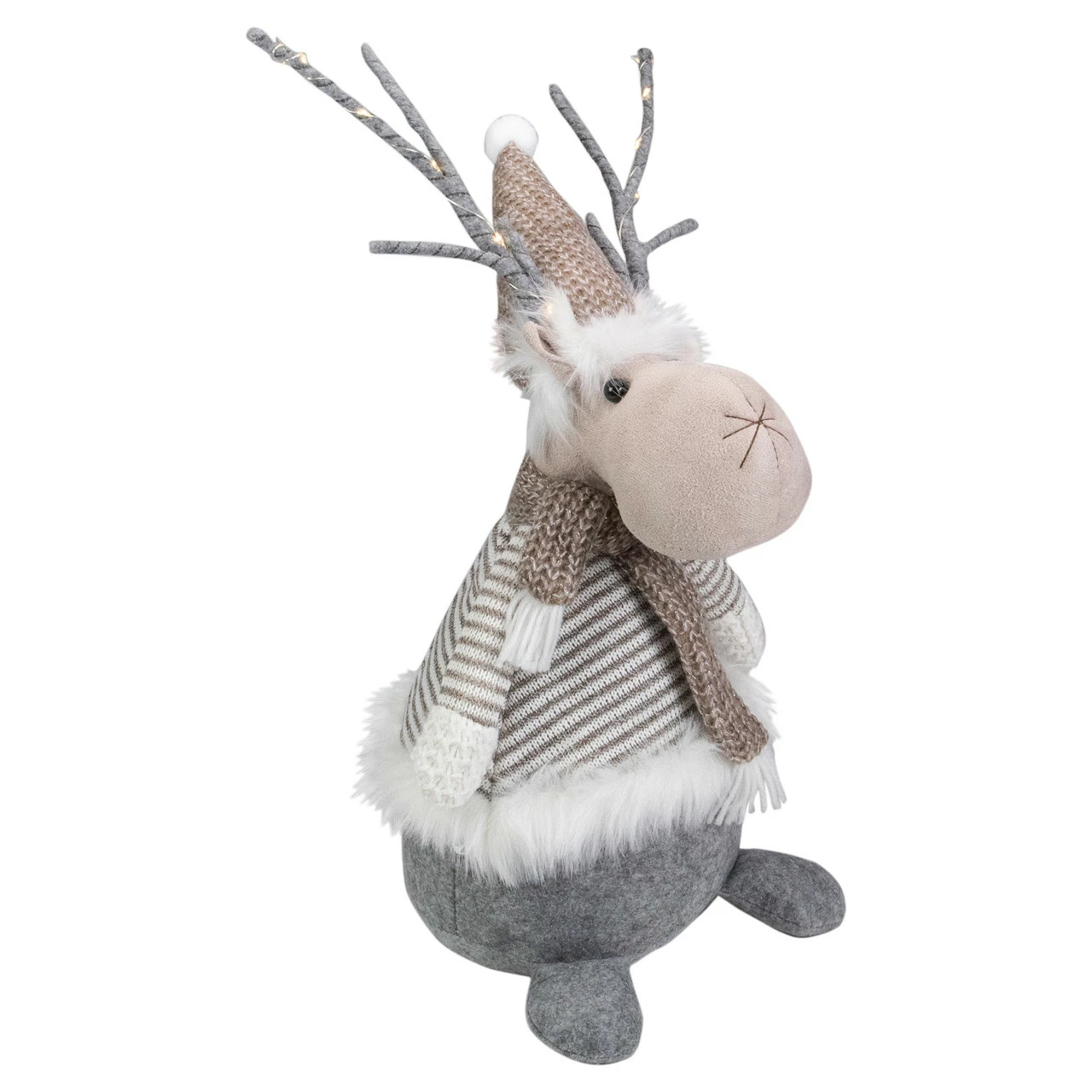 Northlight 18" LED Lighted Brown And Gray Knit Reindeer Christmas Figure - Image 3