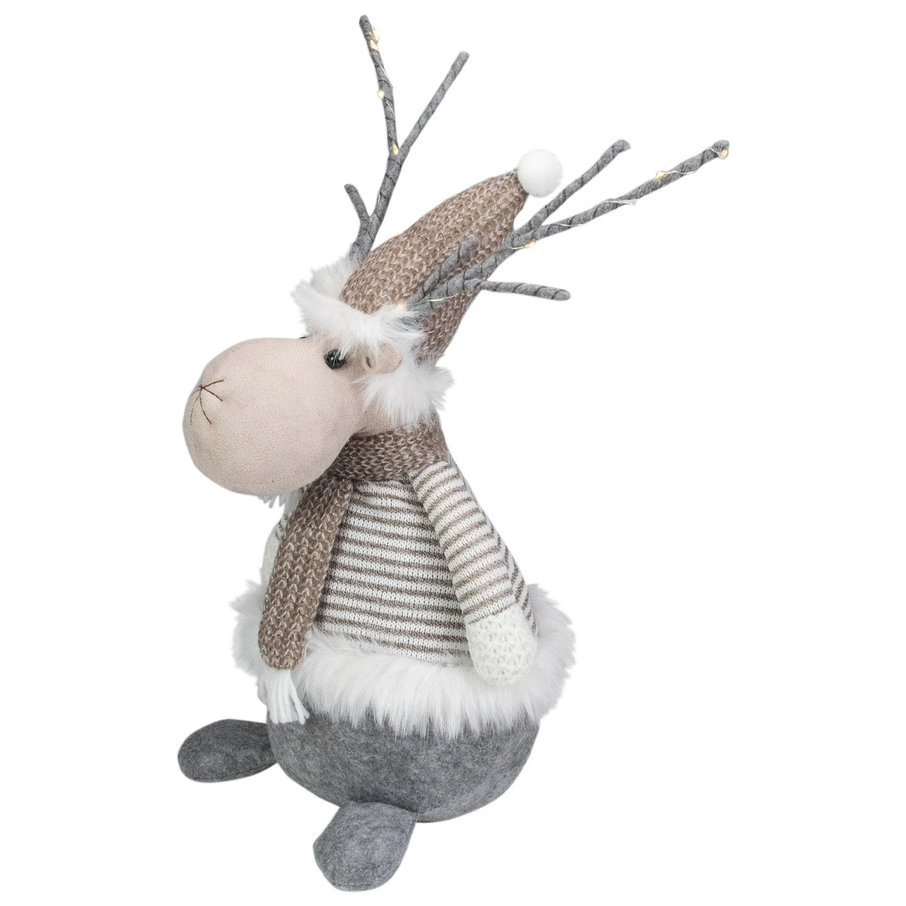 Northlight 18" LED Lighted Brown And Gray Knit Reindeer Christmas Figure - Image 4