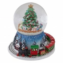 Northlight 6.25" Rotating Train And Christmas Tree Musical Animated Snow Globe