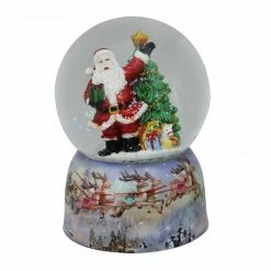 Northlight 6" Waving Santa Claus Delivering Presents Musical Snow Globe