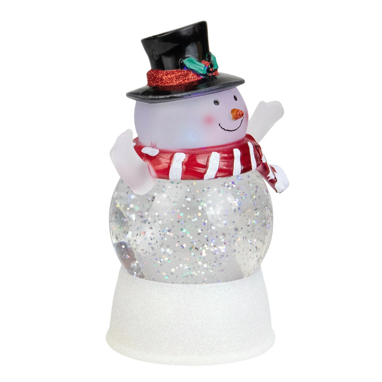 Northlight 5.75" LED Lighted Snowman With Holly And Berries Top Hat Christmas Snow Globe - Image 3