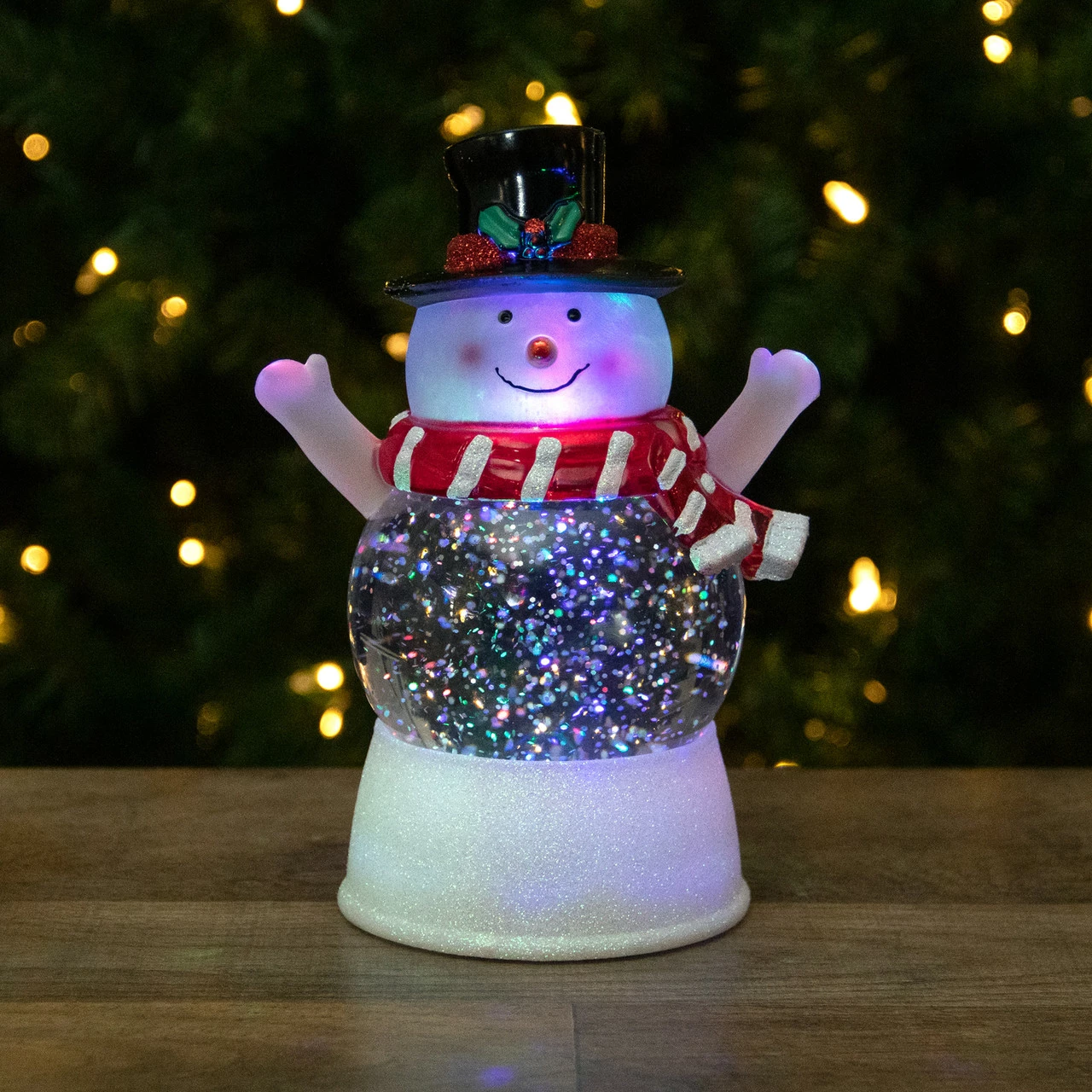 Northlight 5.75" LED Lighted Snowman With Holly And Berries Top Hat Christmas Snow Globe - Image 2