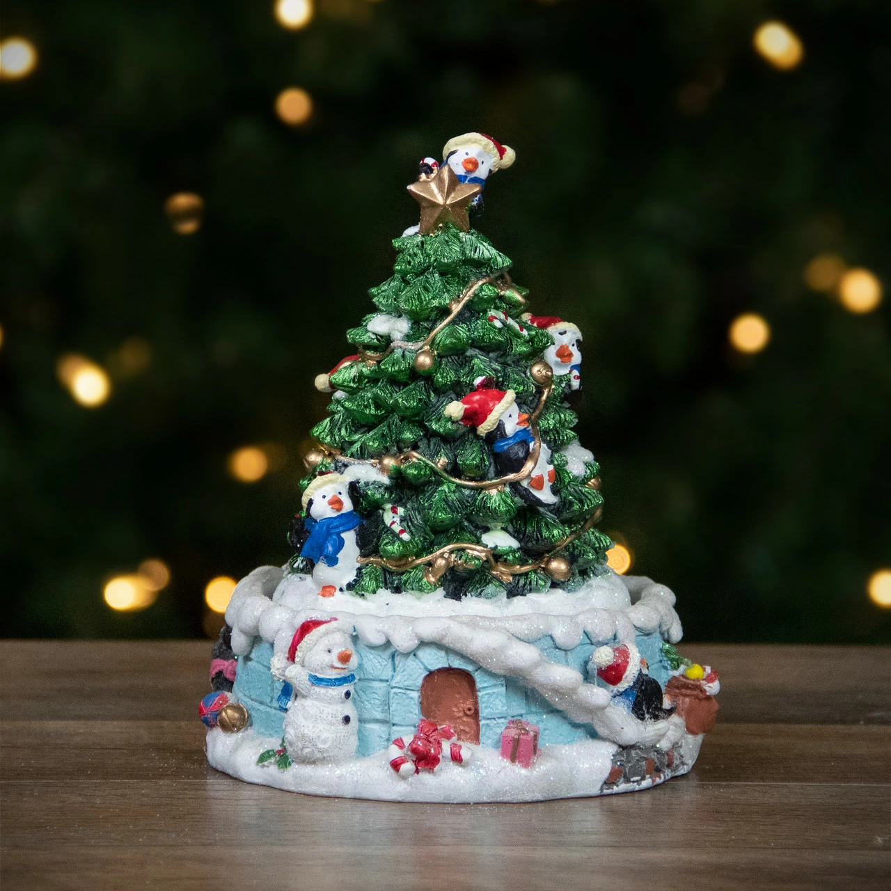 Northlight 6.5" Penguins And Christmas Tree Rotating Music Box - Image 2