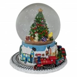 Northlight 7" Christmas Tree Village Train Musical Snow Globe