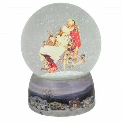 Northlight 6.5" Norman Rockwell 'Santa And His Helpers' Christmas Snow Globe