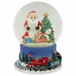 Northlight 6.5" Christmas Train Around Santa Delivering Gifts Musical Water Globe