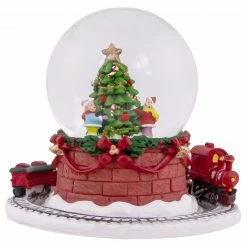 Northlight 6.5" Christmas Tree With Revolving Train Musical Snow Globe