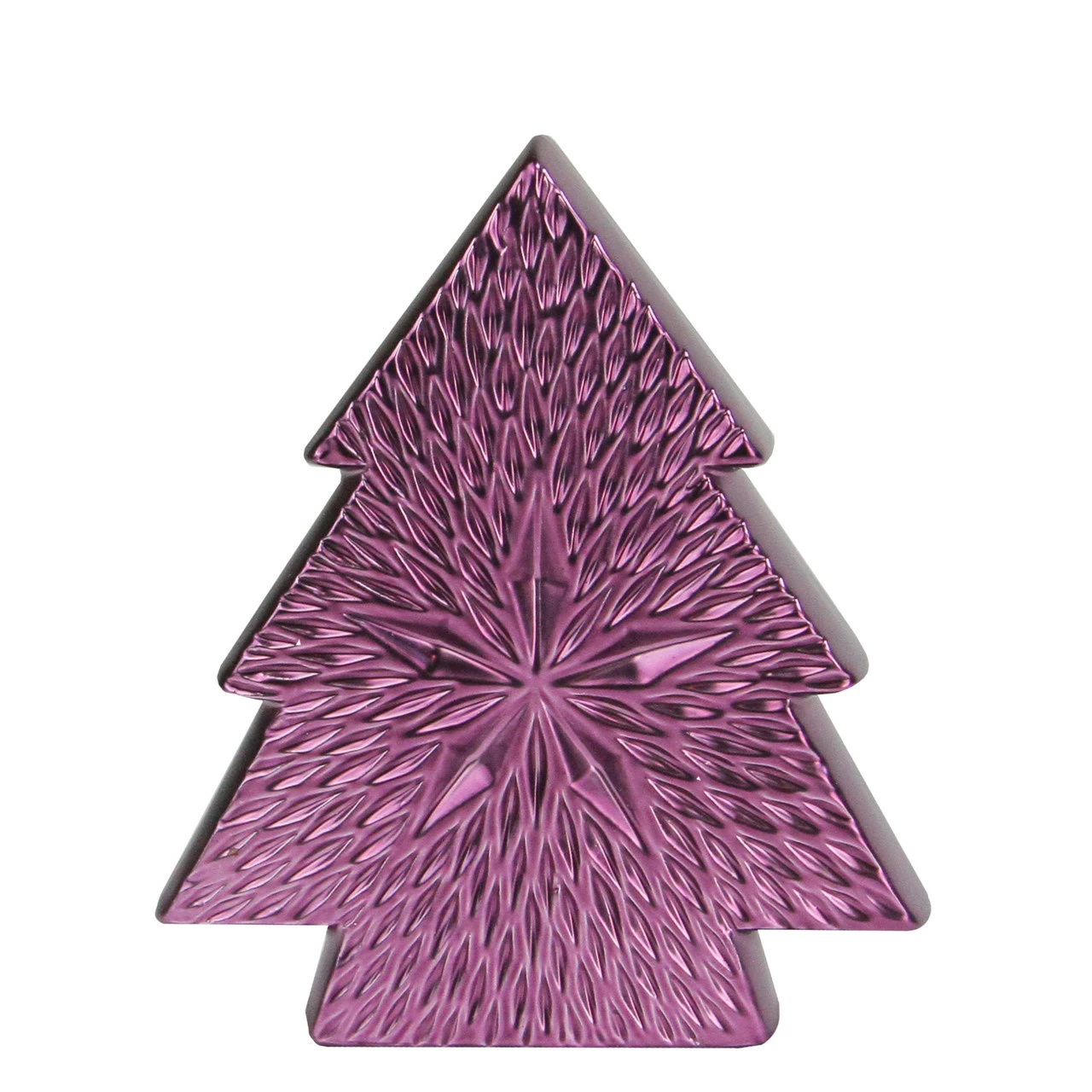 Northlight 6.25" Purple Ceramic Textured Tree With Star Table Top Christmas Decoration