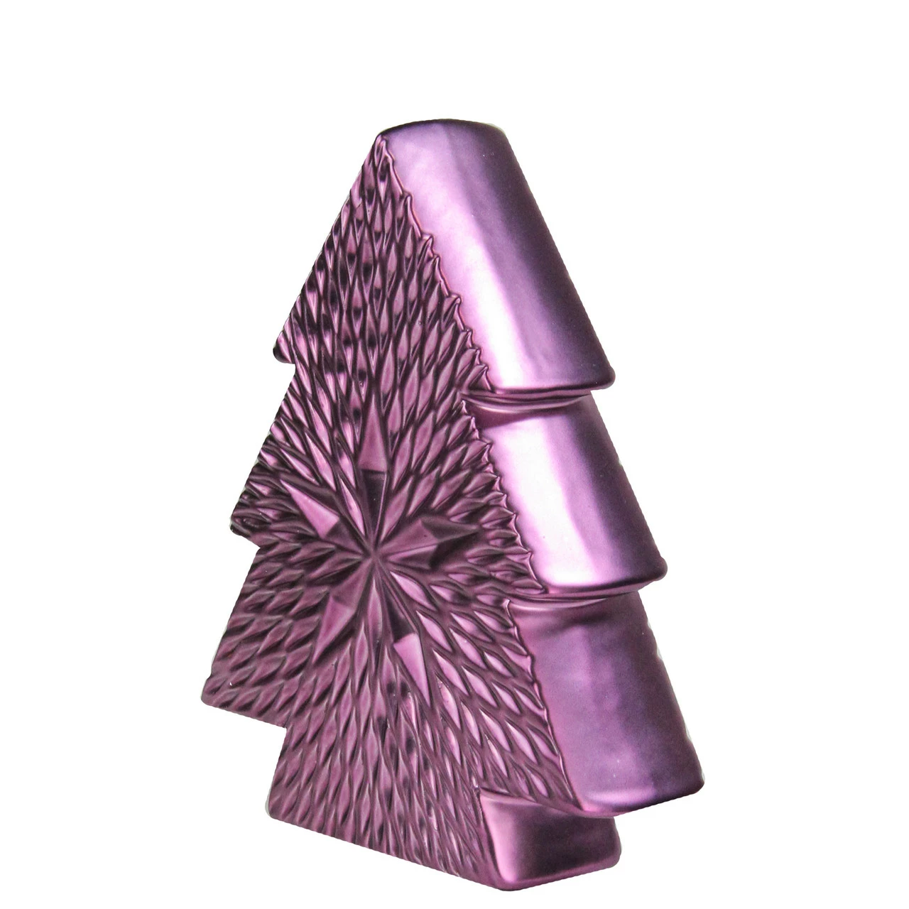 Northlight 6.25" Purple Ceramic Textured Tree With Star Table Top Christmas Decoration - Image 2