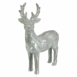 Northlight 10.5" Gray And Silver Faux Wood Grain Standing Deer Christmas Figure