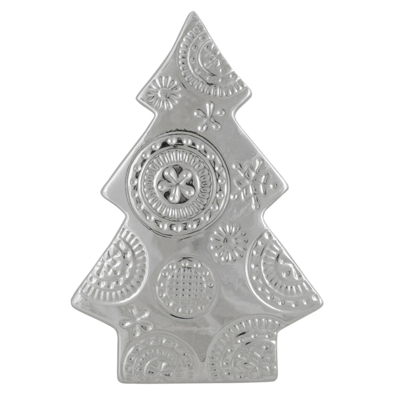 Northlight 9" Metallic Silver Christmas Tree With Star Swirl Design Tabletop Decor