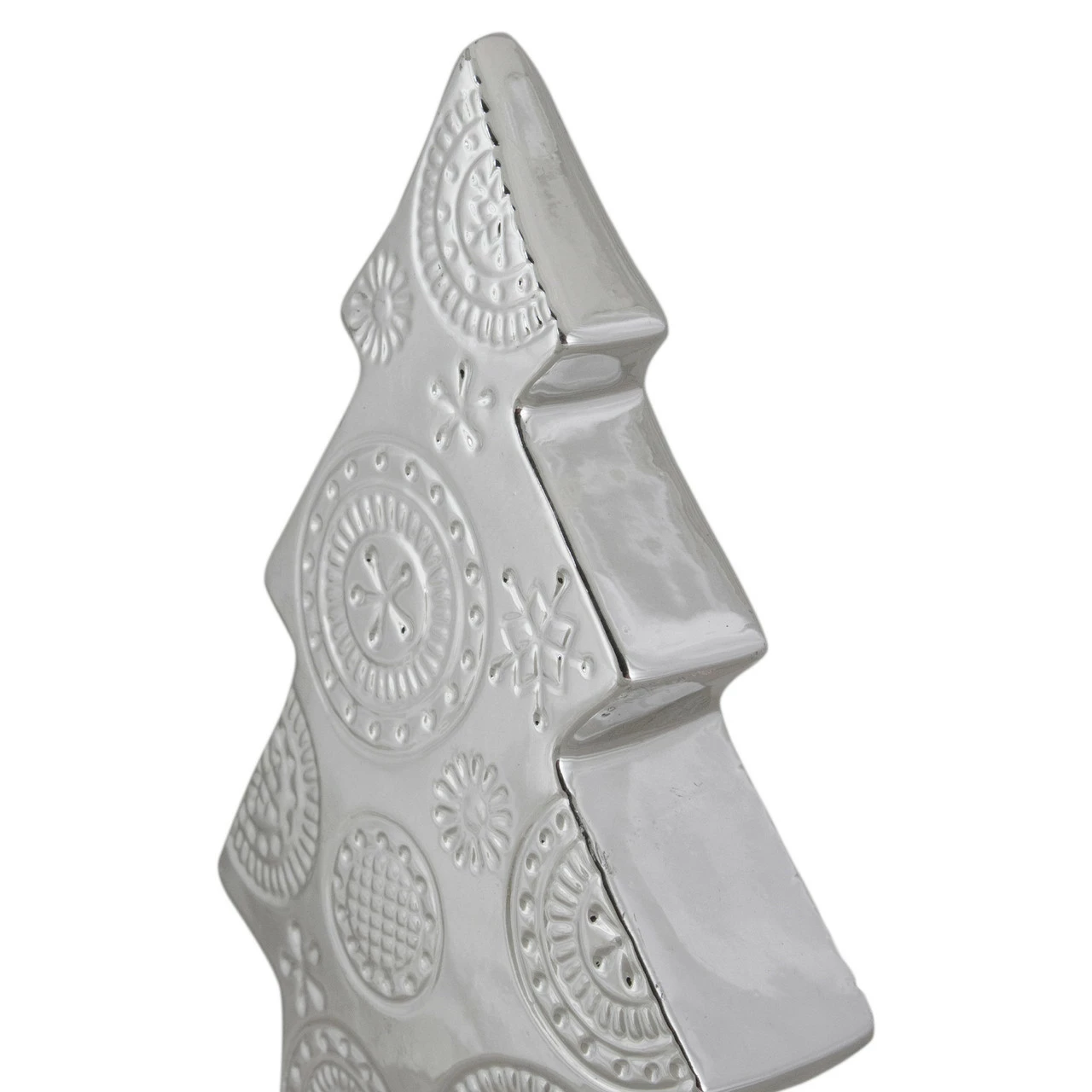 Northlight 9" Metallic Silver Christmas Tree With Star Swirl Design Tabletop Decor - Image 3