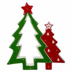 Northlight 9" Green And Red Ceramic Christmas Tree Tabletop Decoration