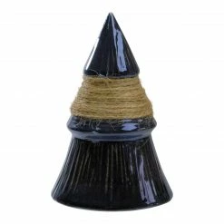 Northlight 4.5" Blue Ceramic Tabletop Christmas Tree With Jute Rope