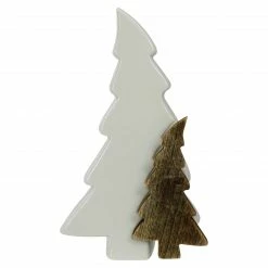 Northlight 8.5" Ceramic And Wood Trees Christmas Decoration