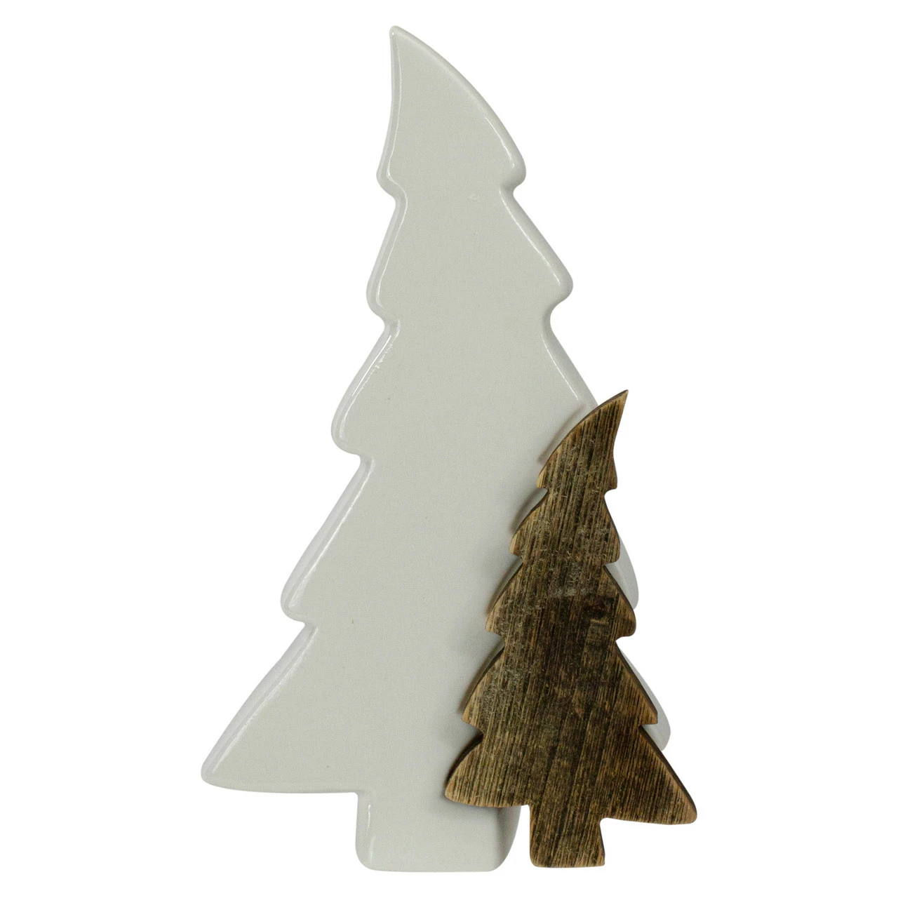 Northlight 8.5" Ceramic And Wood Trees Christmas Decoration