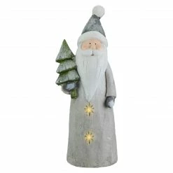 Northlight 19" LED Lighted Ceramic Santa With Tree Christmas Figure