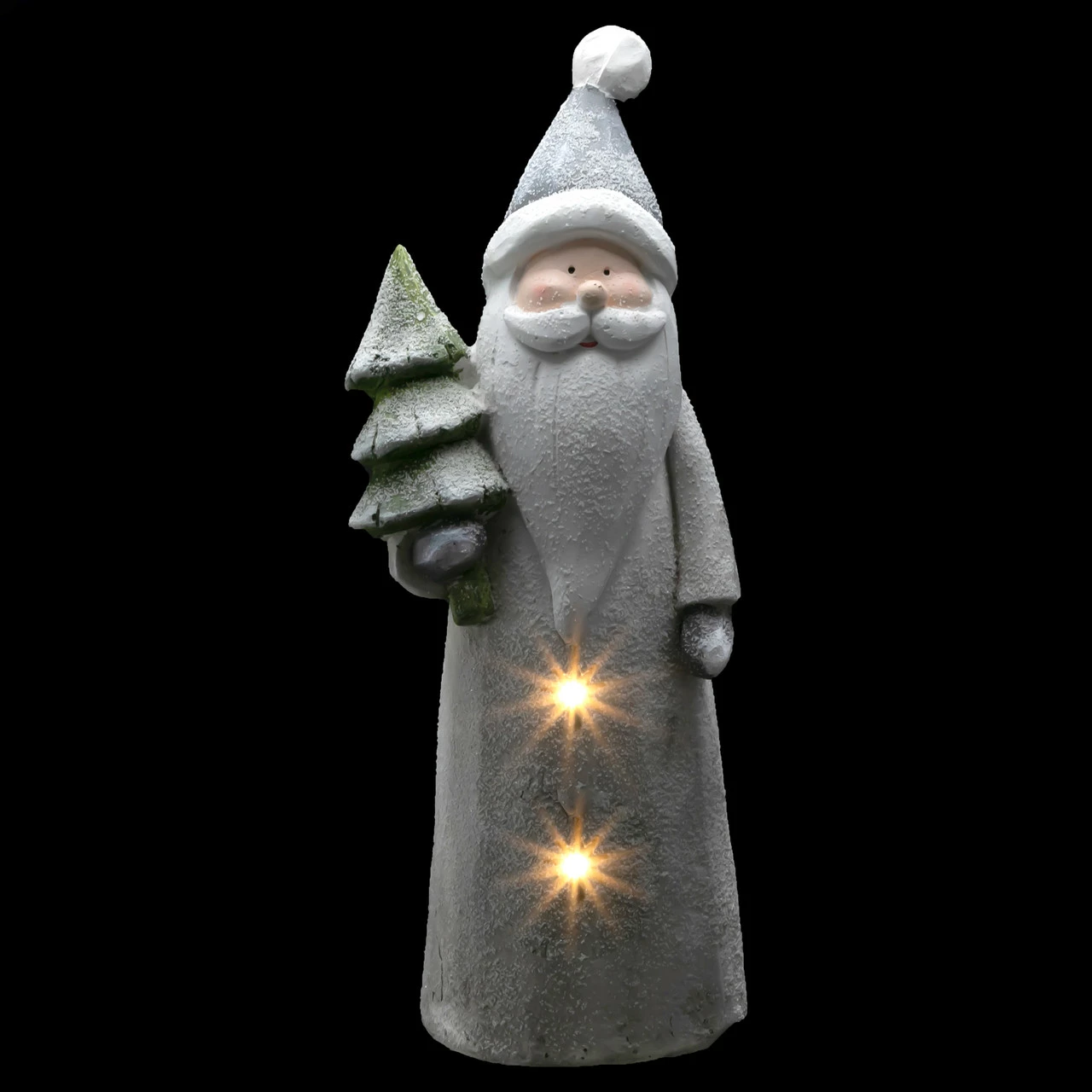 Northlight 19" LED Lighted Ceramic Santa With Tree Christmas Figure - Image 3