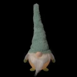 Alternative view of Northlight 13.75" Lighted Plush Green Fur Gnome Christmas Figure