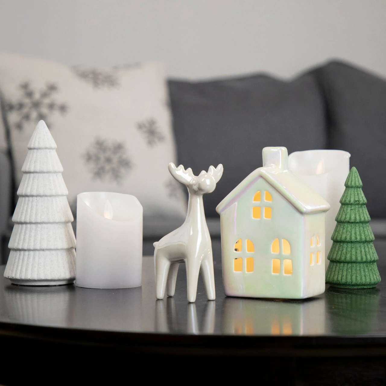 Northlight 5.5" Pearlized Cream Ceramic Moose Christmas Figure - Image 2