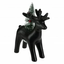 Northlight 7.5" LED Lighted Ceramic Standing Reindeer With Christmas Tree, Warm White Lights