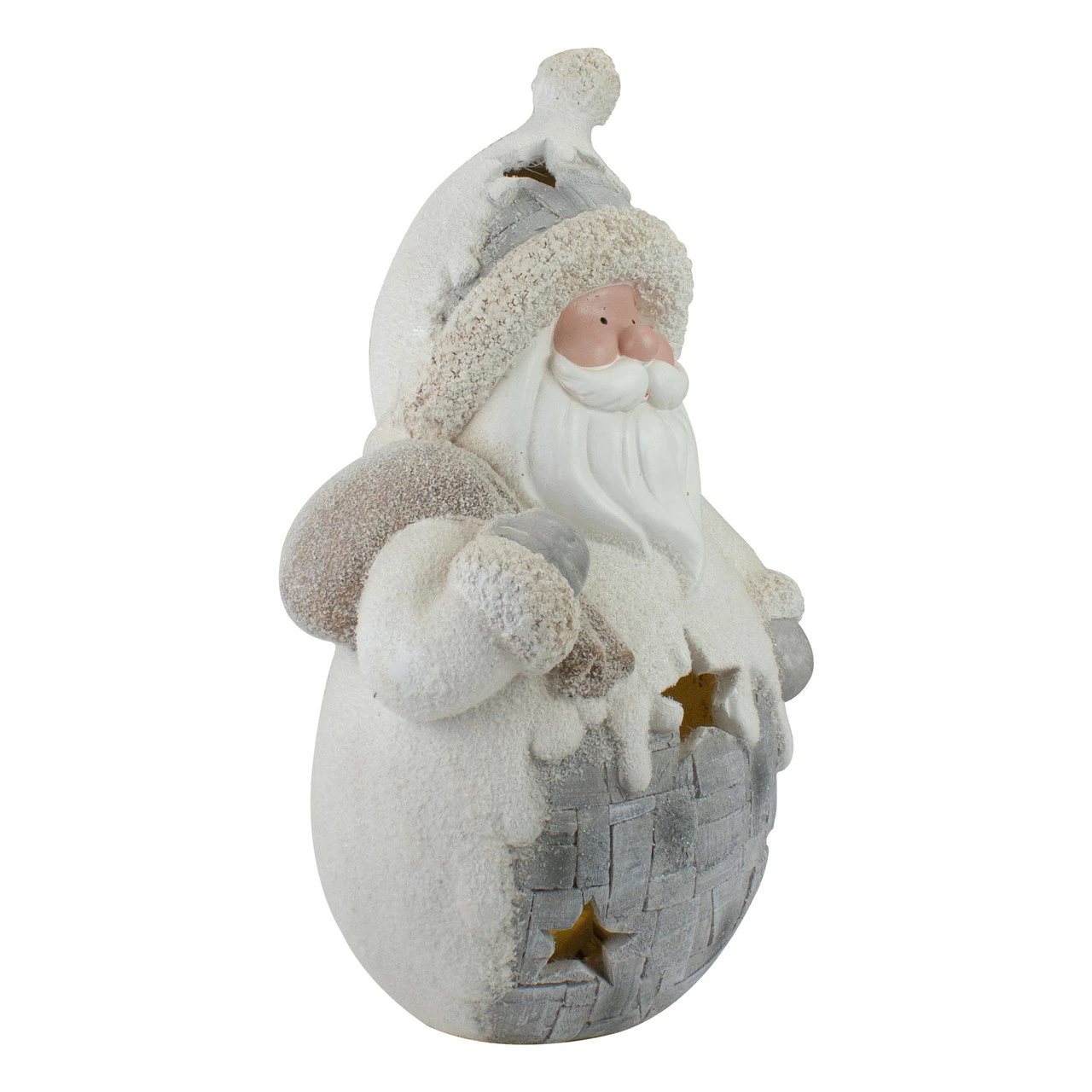 Northlight 21" LED Lighted White And Gray Santa Christmas Tabletop Decoration - Image 2