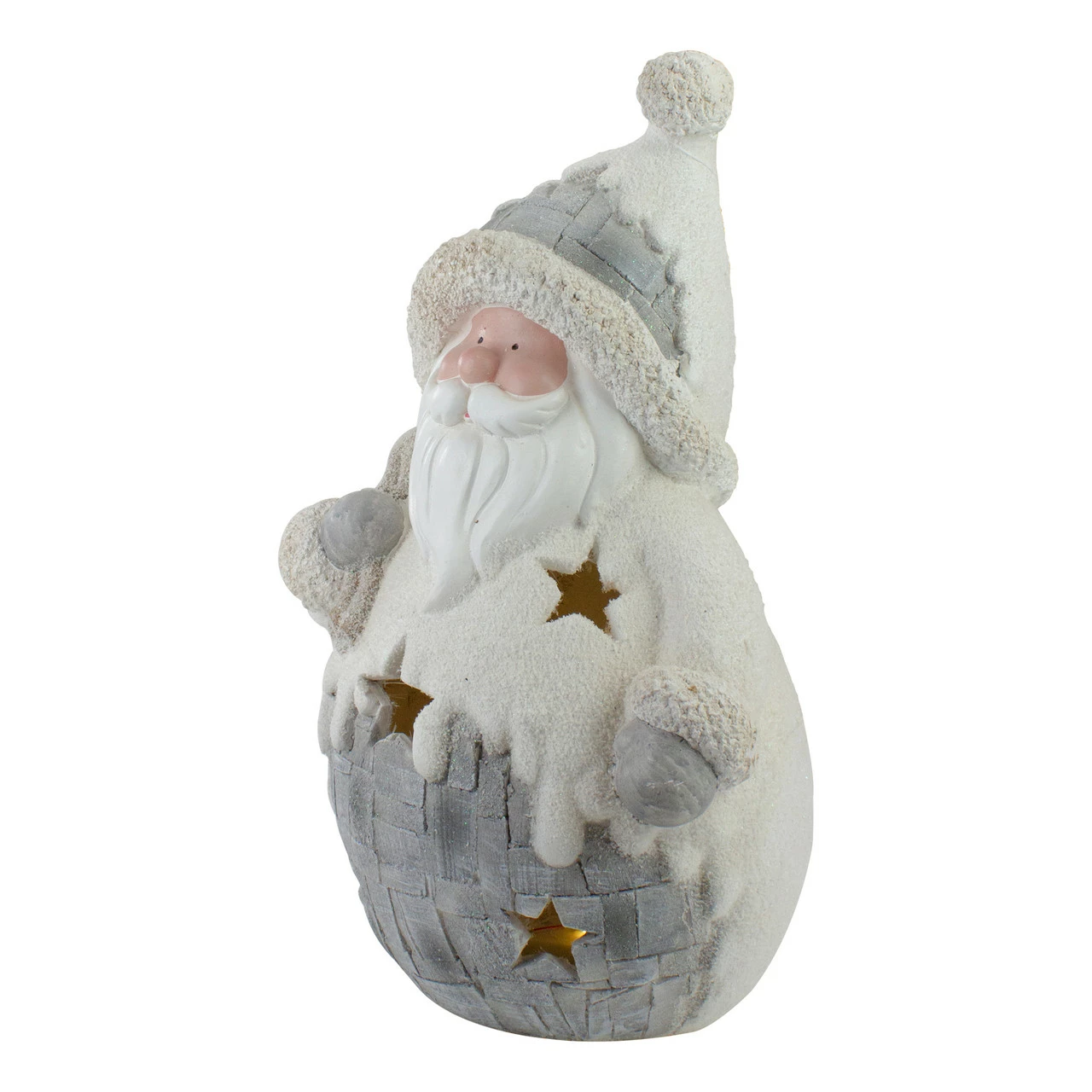 Northlight 21" LED Lighted White And Gray Santa Christmas Tabletop Decoration - Image 4