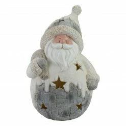 Northlight 21" LED Lighted White And Gray Santa Christmas Tabletop Decoration