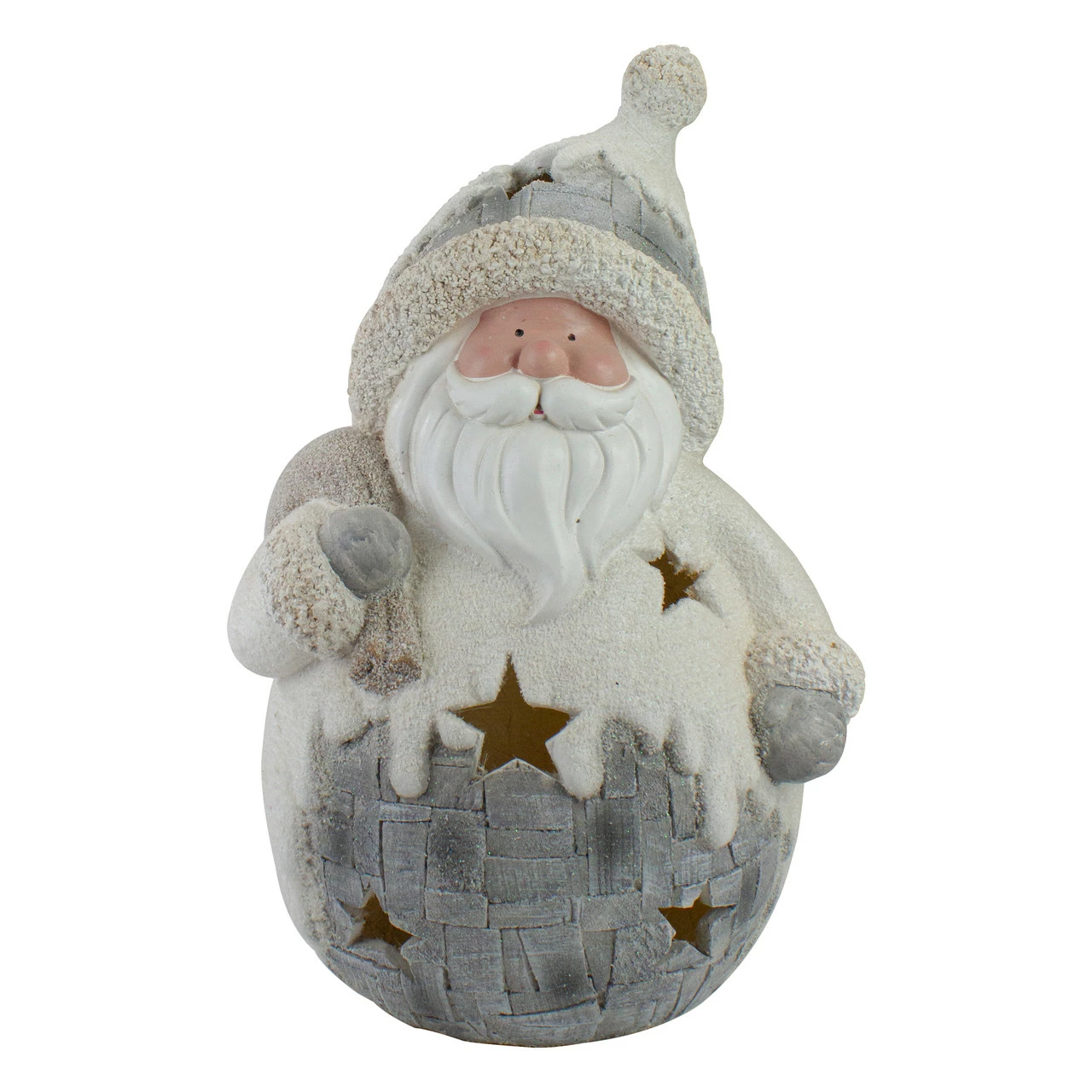Northlight 21" LED Lighted White And Gray Santa Christmas Tabletop Decoration