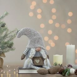 Alternative view of Northlight 7.5" Gray And Beige Sitting Girl Christmas Gnome Figure With Braids