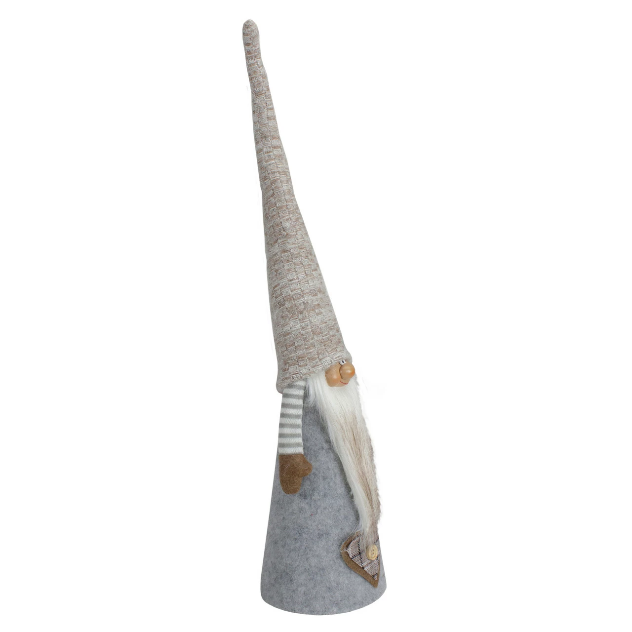 Northlight 21" Gray And Beige Cone Boy Christmas Gnome Figure 3 Northlight 21" Gray And Beige Cone Boy Christmas Gnome Figure - Image 3