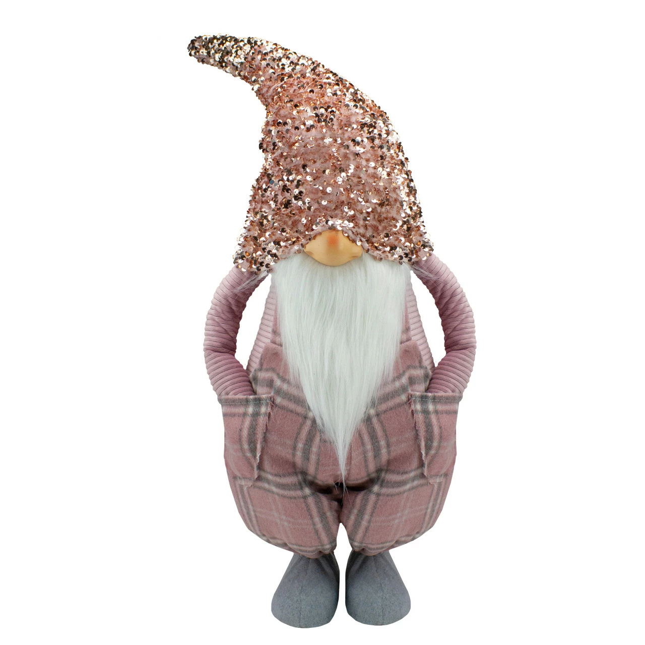 Northlight 30" Pink And Gray Plaid Tall Christmas Gnome Tabletop Figure 1 Northlight 30" Pink And Gray Plaid Tall Christmas Gnome Tabletop Figure