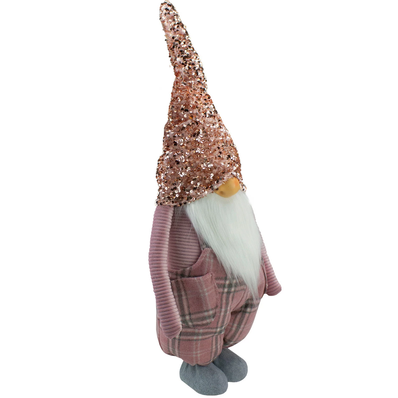 Northlight 30" Pink And Gray Plaid Tall Christmas Gnome Tabletop Figure 4 Northlight 30" Pink And Gray Plaid Tall Christmas Gnome Tabletop Figure - Image 4